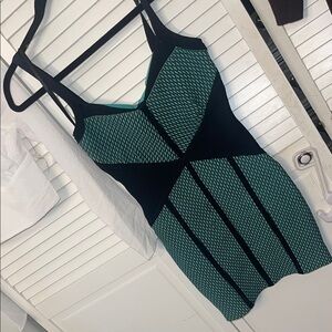 Bebe 2b Bebe Black and Teal Sleeveless bandage Dress